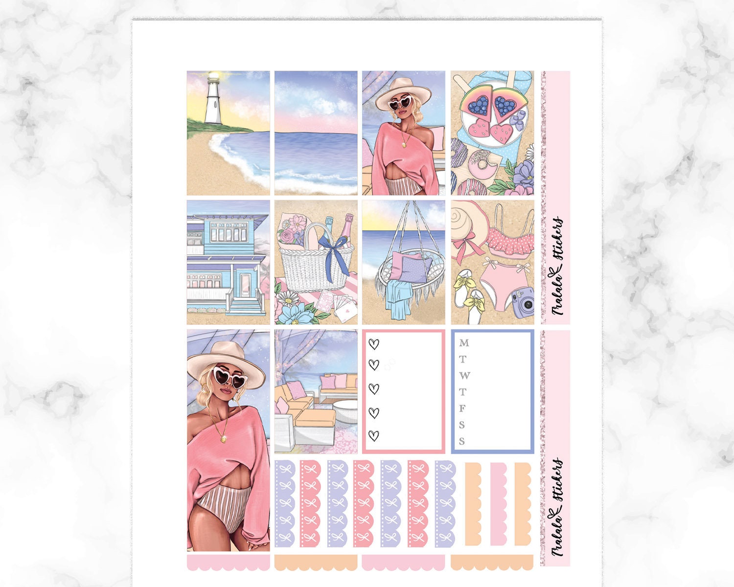 Weekly Sticker Kit Printable for Happy Planner Vertical, Beach Picnic ...