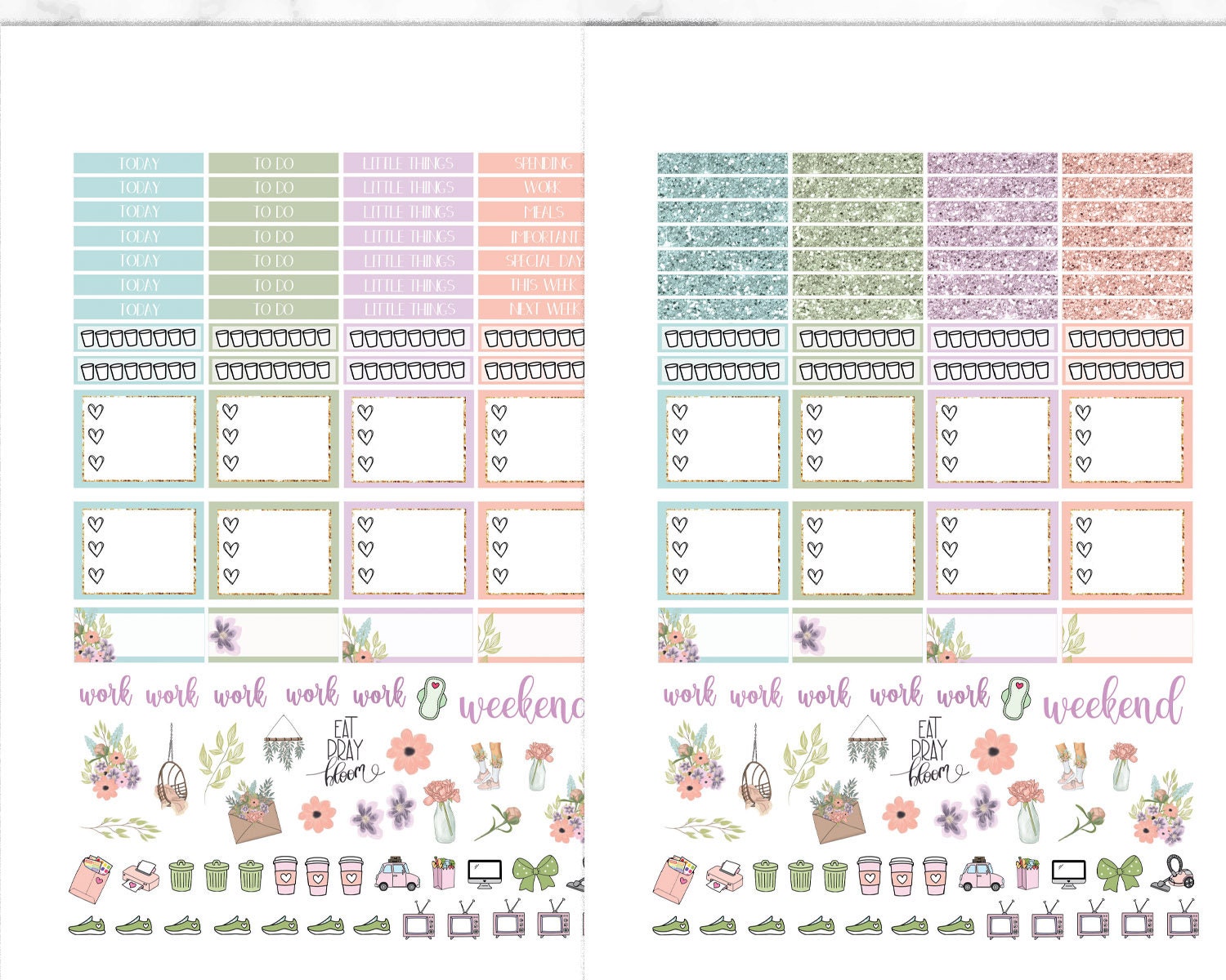 Bloom Erin Condren Planner Stickers Vertical, Printable Planner ...