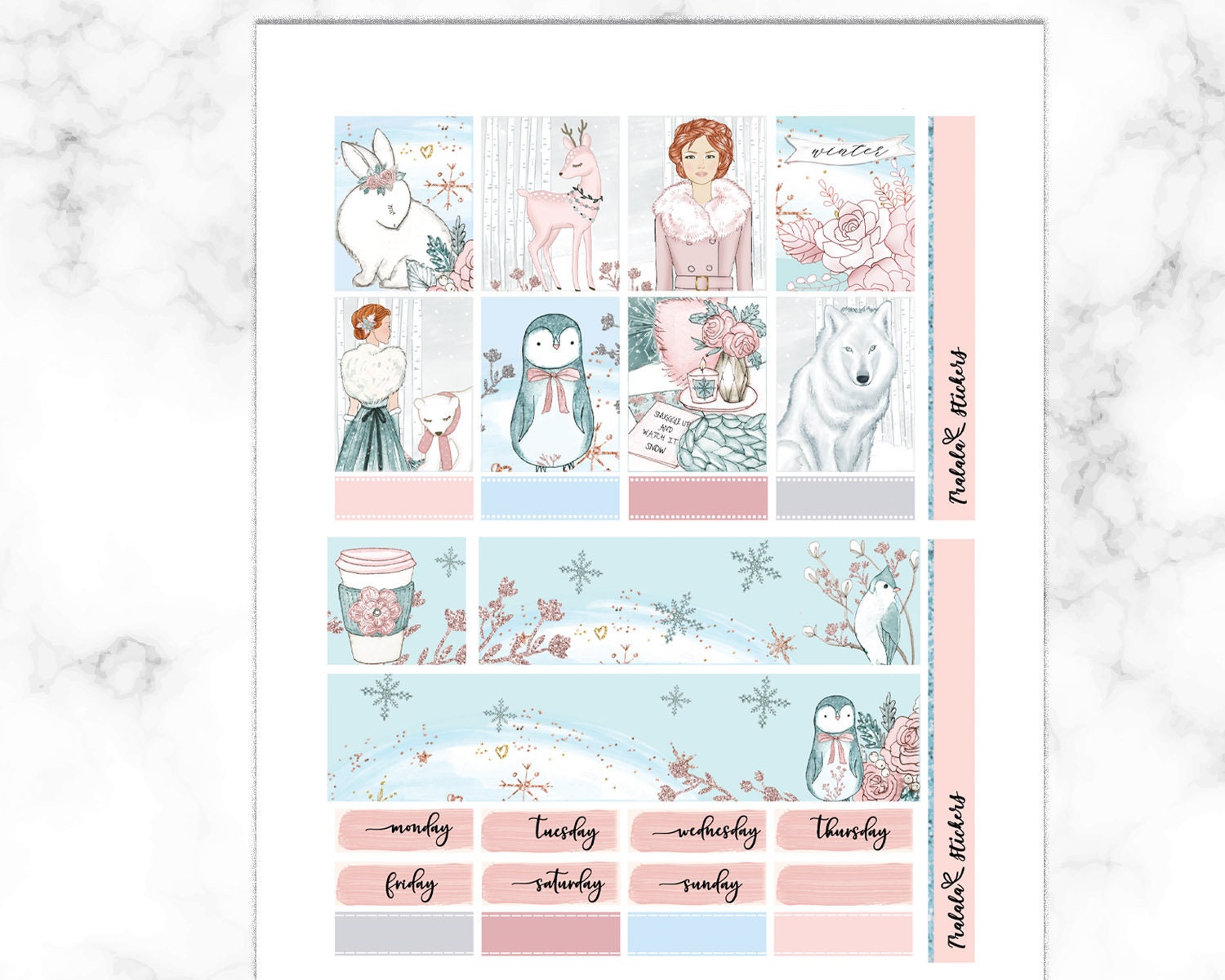 Pastel Winter Erin Condren Printable Planner Sticlkers, Weekly Kit With ...