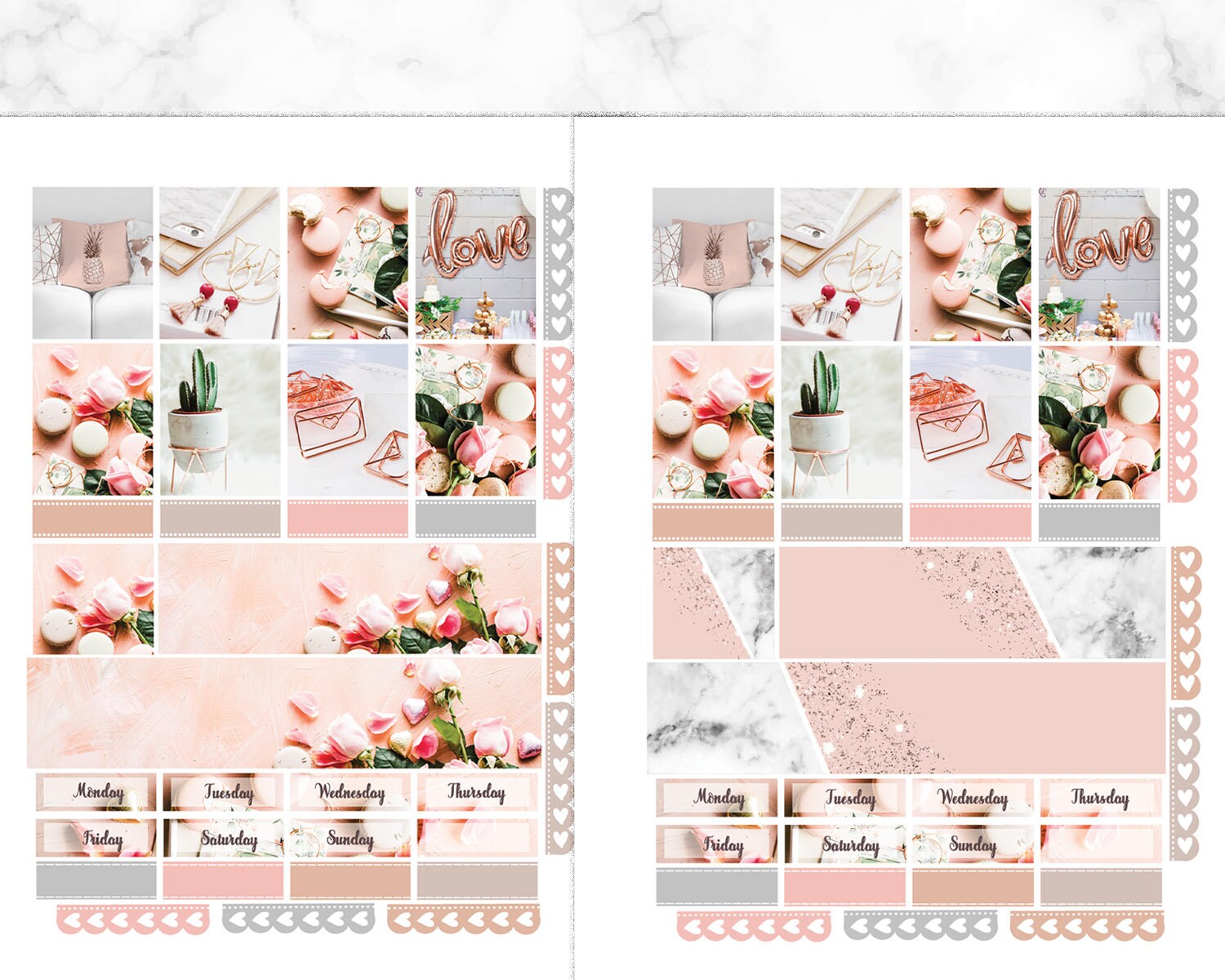 Pink Rose Gold and Marble Printable Stickers for Erin Condren Life ...