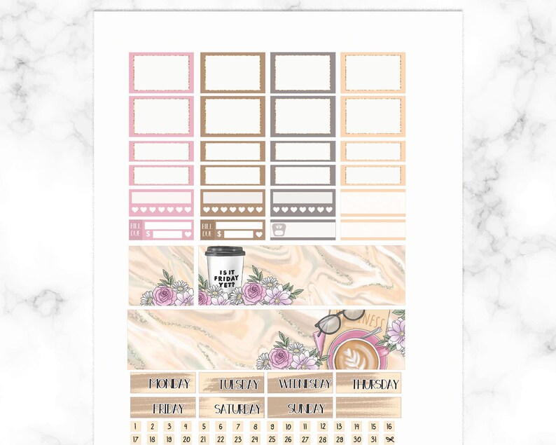 Printable Planner Stickers Espresso Coffee Kit Erin Condren | Etsy