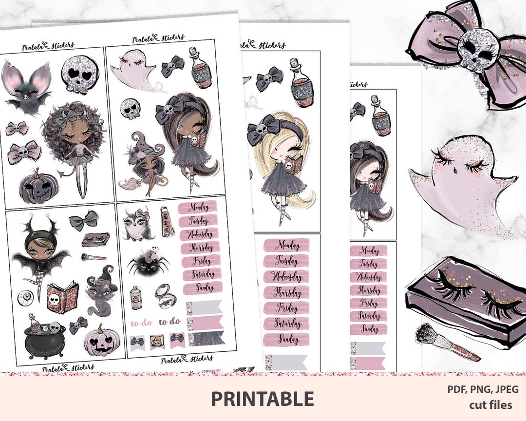 Halloween Printable Planner Stickers Suitable for Erin Condren Life ...