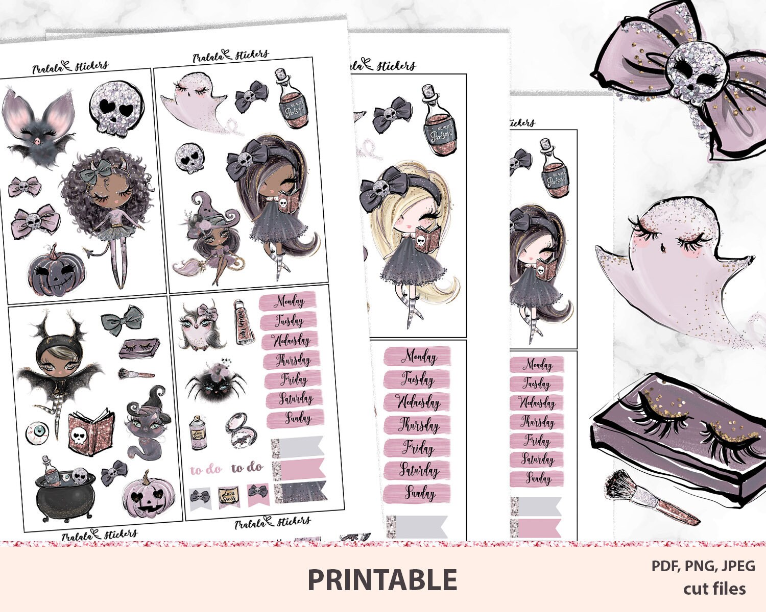 Halloween Printable Planner Stickers Suitable for Erin Condren Life ...