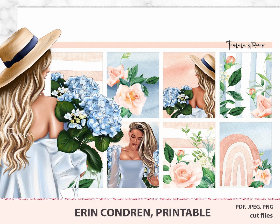 Erin Condren Planner Stickers Printable, Planner Stickers, Watercolor ...