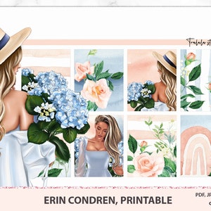 Erin Condren Planner Stickers Printable, Planner Stickers, Watercolor flowers, Digital Download, printables PNG Cricut Silhouette