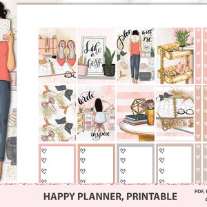 Planner girl weekly kit for Happy planner Classic, printable vertical spread, MAMBI stationary theme with Silhouette cut files