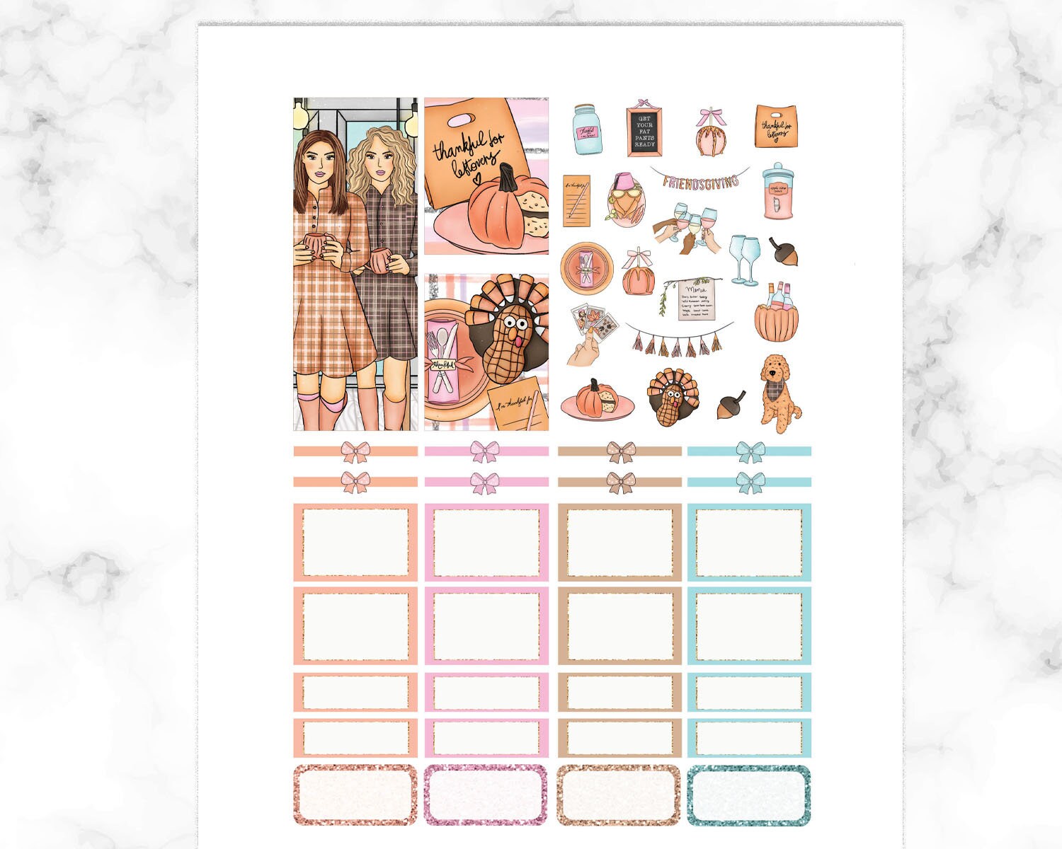 Thanksgiving Printable Planner Stickers Friendsgiving Erin - Etsy