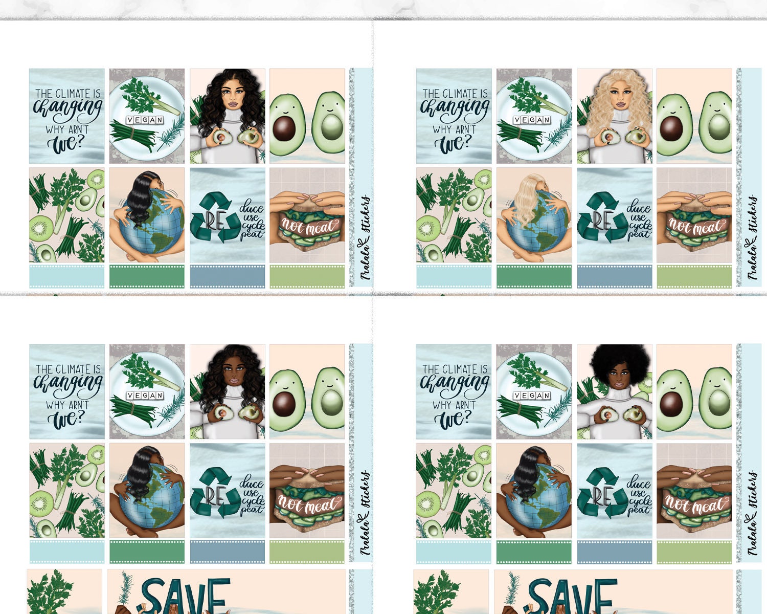 Earth Love Printable Planner Stickers Erin Condren Weekly | Etsy