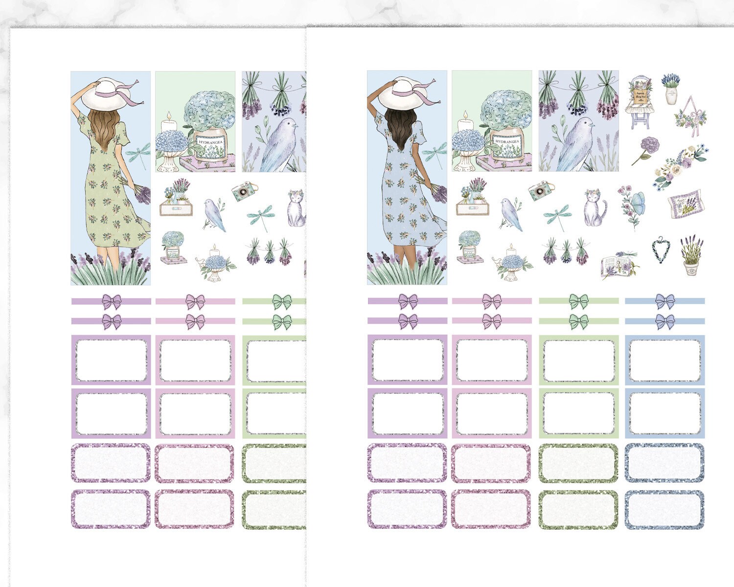 Lavender Bloom Printable Planner Stickers, Erin Condren Kit, Weekly ...