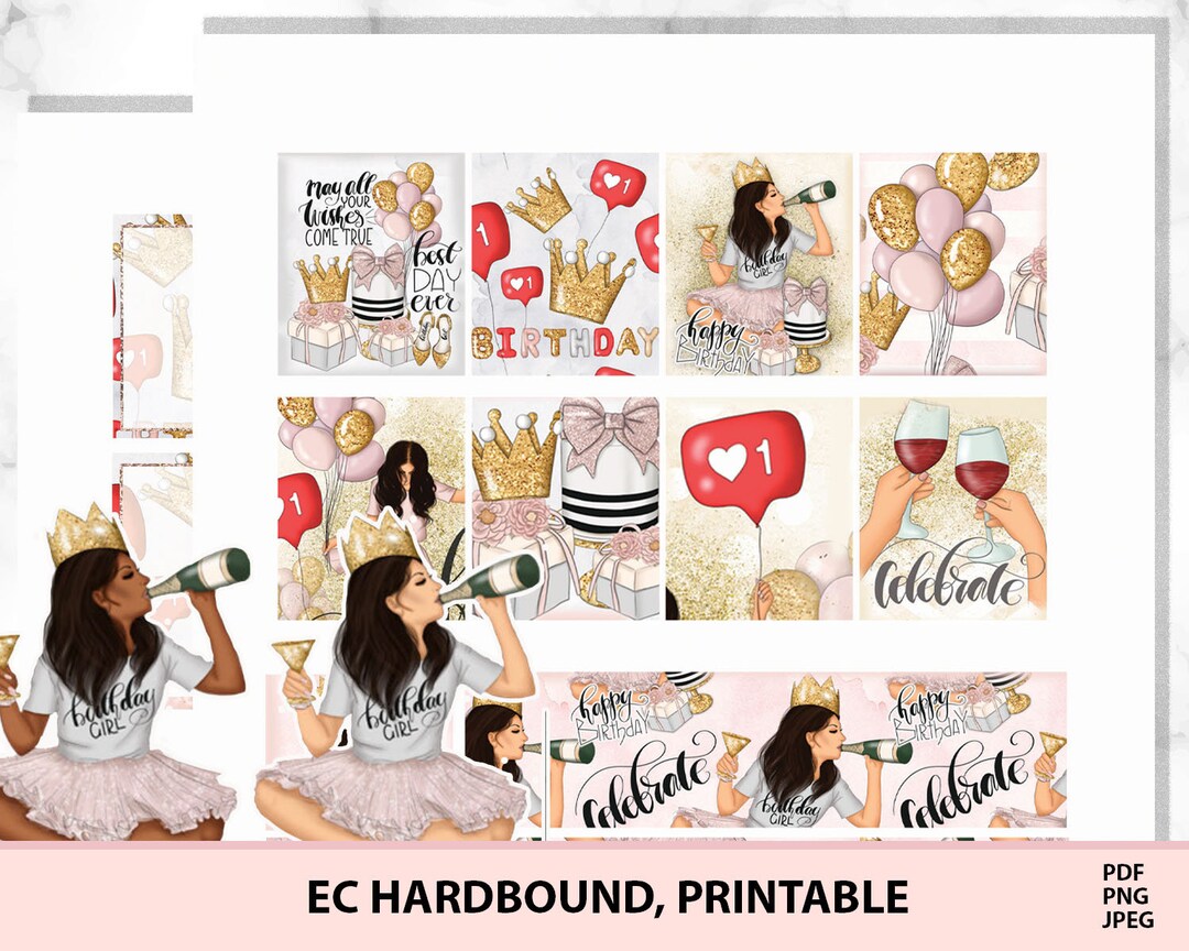 BIRTHDAY PRINTABLE Planner Stickers for Erin Condren Hardbound ...
