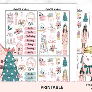 Adesivos para planejador de Natal para impressão, lindo kit aquarela com flores e amigos da floresta para diários com marcadores Arquivos de corte de silhueta PFD png PNGWing