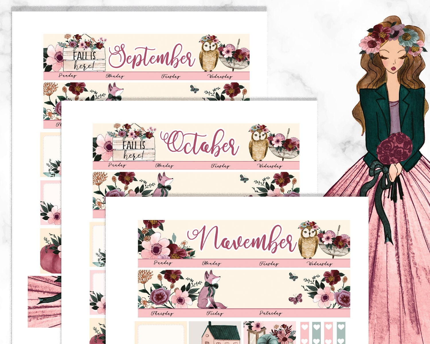 September MONTHLY Printable Planner Kit for Erin Condren Life Planner ...