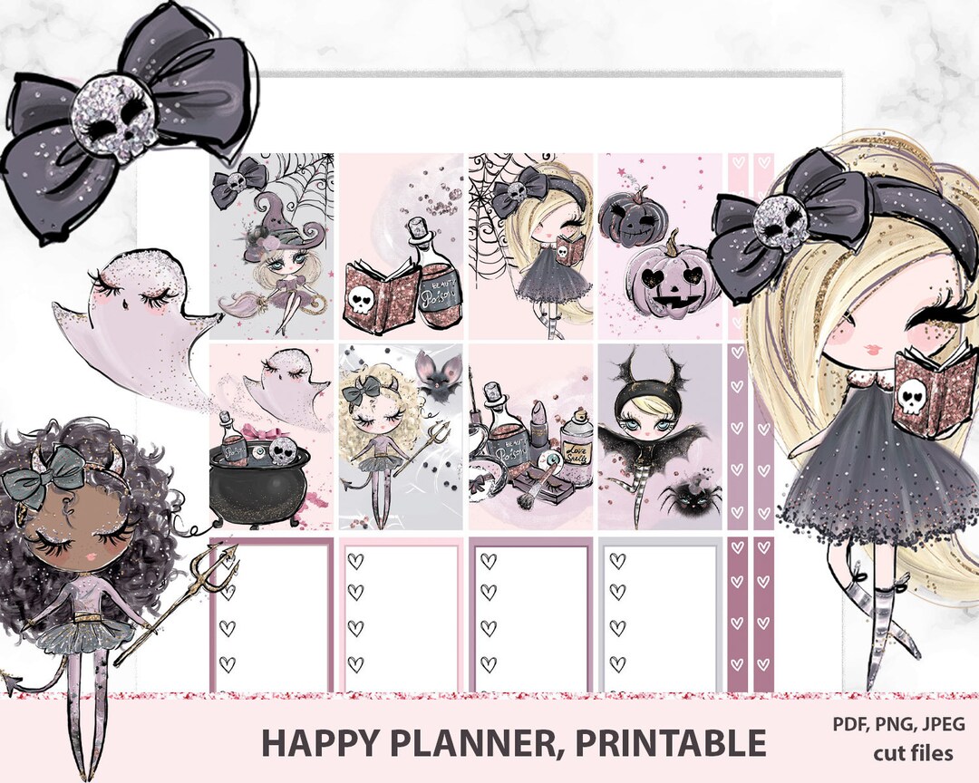 Halloween Planner Stickers Printable for Classic Happy Planner, MAMBI ...
