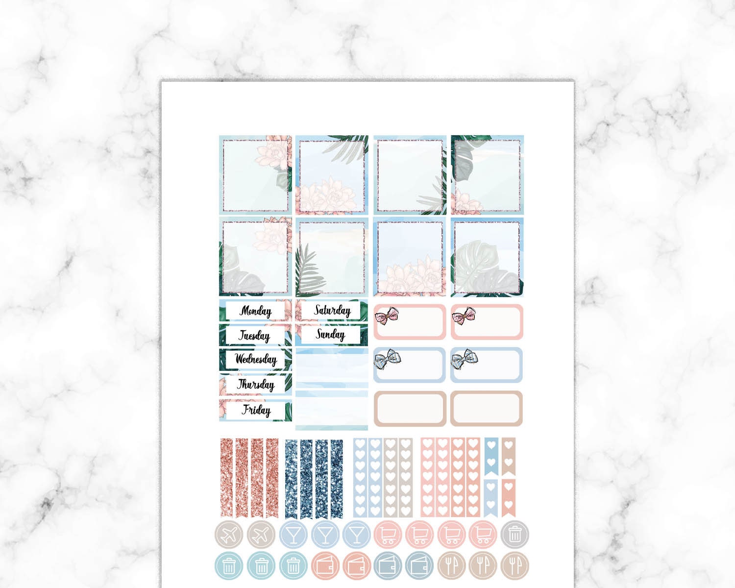 Summer Holiday Erin Condren Horizontal Planner Stickers Printable, ECLP ...