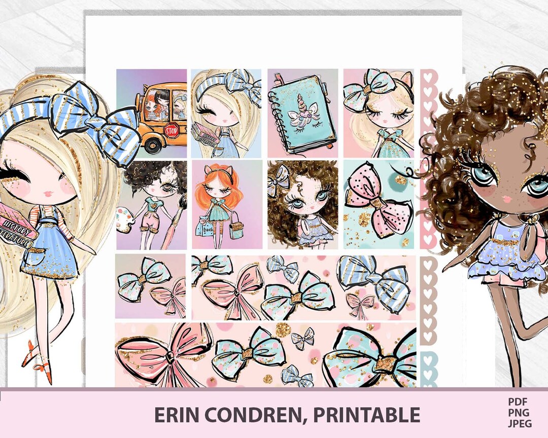 Back to School Vertical ECLP With Cute Girls, Printable Planner Kit for ...