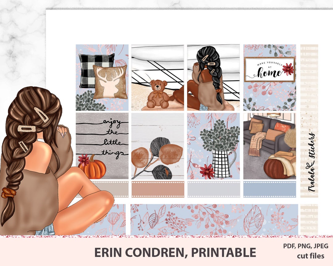 Cozy Home Printable Planner Stickers for Erin Condren Vertical, Girly ...