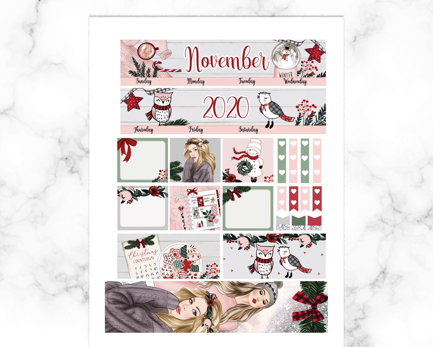 November Monthly Kit Erin Condren Life Planner Stickers Vertical View ...