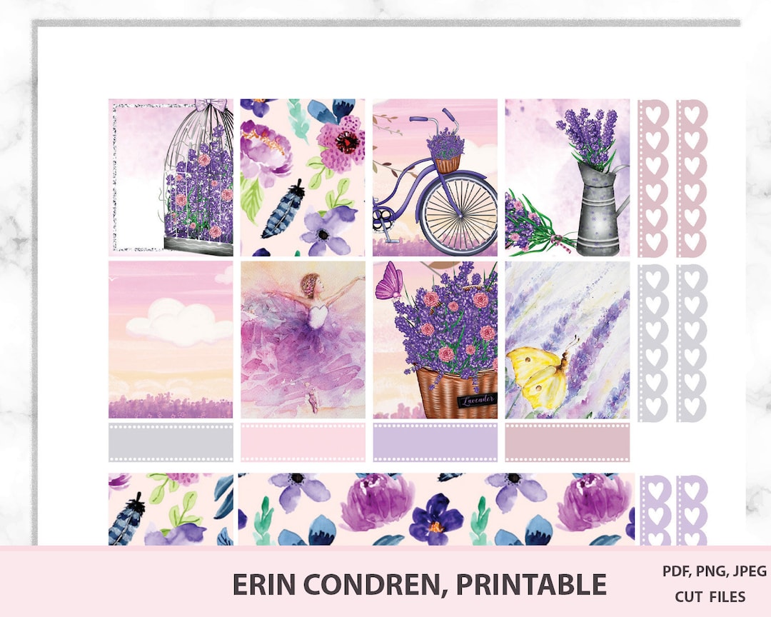 Lavender Fields Erin Condren Printable Weekly Kit With Flowers and ...