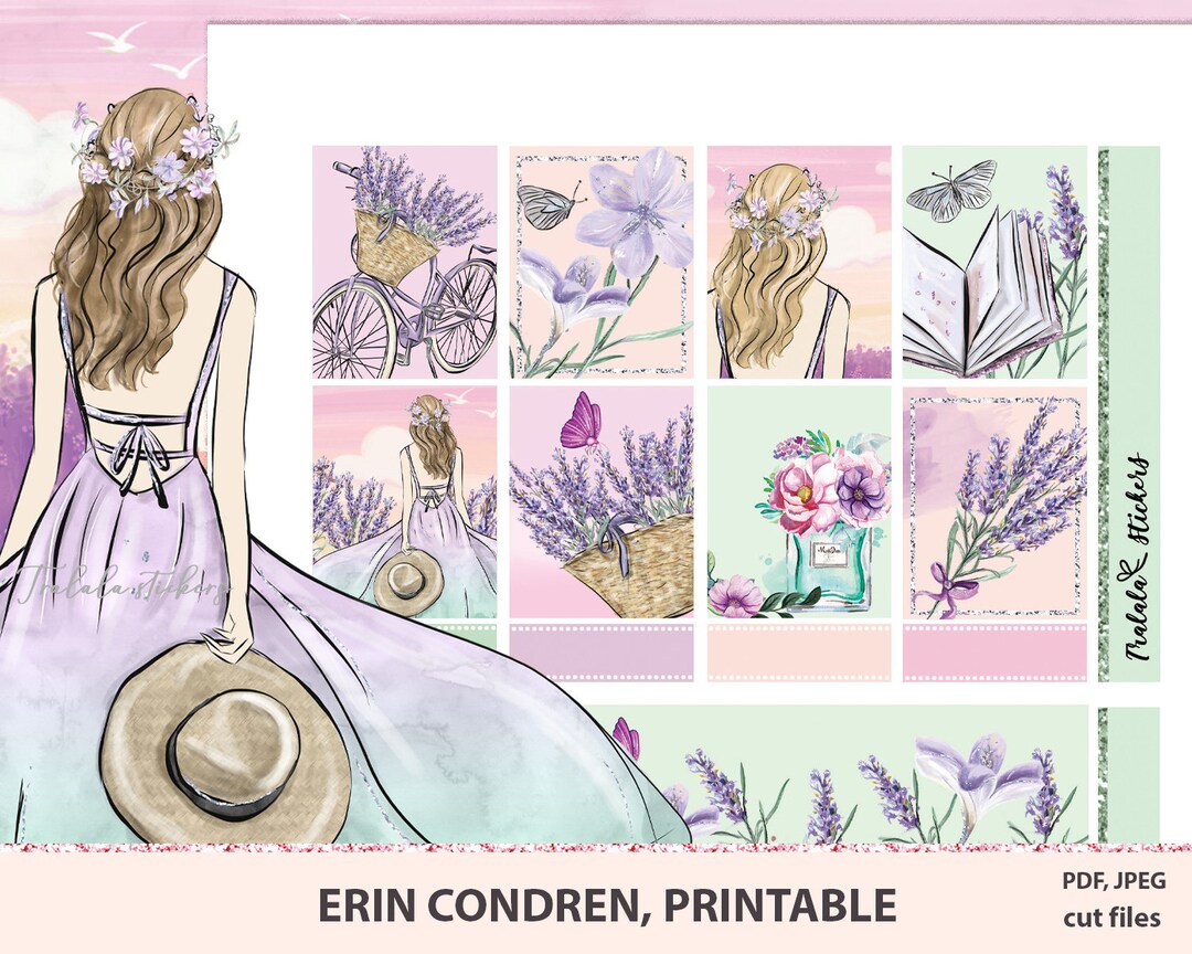 Lavender Fields Printable Planner Stickers Erin Condren Sticker Kit ...
