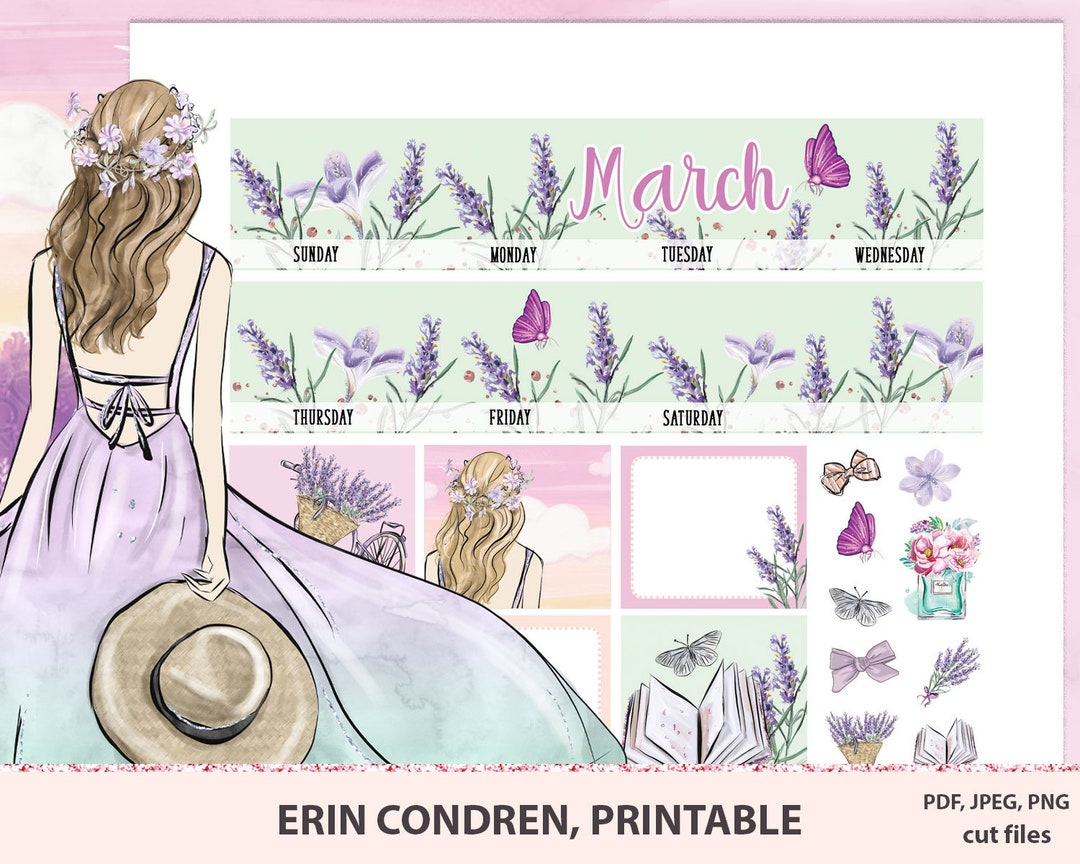 March Printable Kit Erin Condren Lifeplanner, Printable March Stickers ...