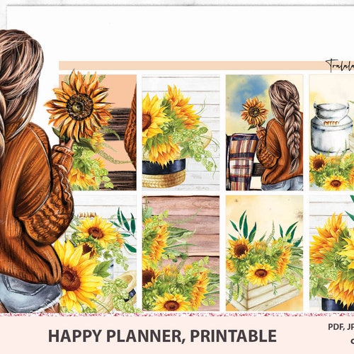 Sunflower Printable Weekly Kit Happy Planner Stickers Etsy Australia