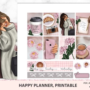 Happy Planner adesivi stampabili, Happy planner Classic, Adesivi verticali, Kit settimanale stampabile, stampabili planner per Cricut/Silhouette