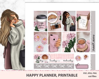 Happy Planner stickers printable, Happy planner Classic, Vertical Stickers, Printable weekly kit, planner printables for Cricut/Silhouette