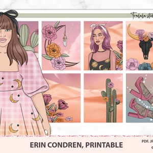 Afdrukbare planner stickers, Hemelse Planner Weekly kit, Cactus en Kristallen Printables, Erin Condren Sticker pack PNG Cricut Silhouette