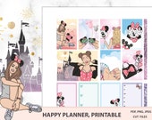 Magic Kingdom Happy planner printable planner stickers, MAMBI weekly in rainbow pastel colors,Mouse ears bullet journal kit Silhouette files