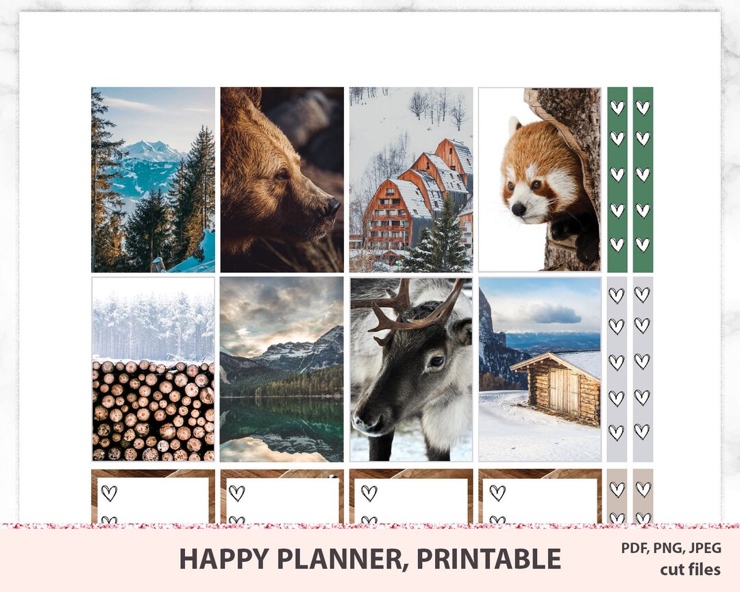 Printable Happy Planner Stickers, Winter Forest Weekly Kit, Nature ...