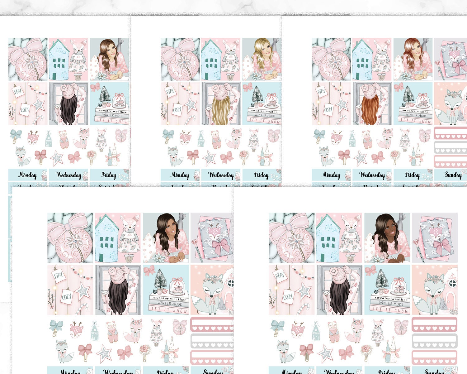 PINK CHRISTMAS Erin Condren Horizontal Planner Stickers Printable ...