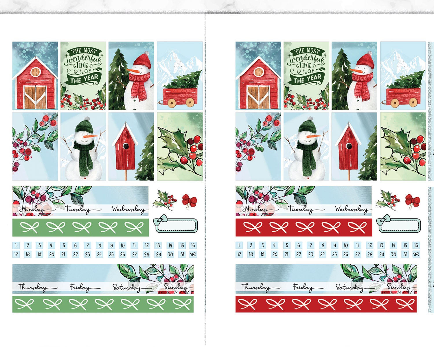 Watercolor holiday Happy Planner printable kit Pastel colors | Etsy