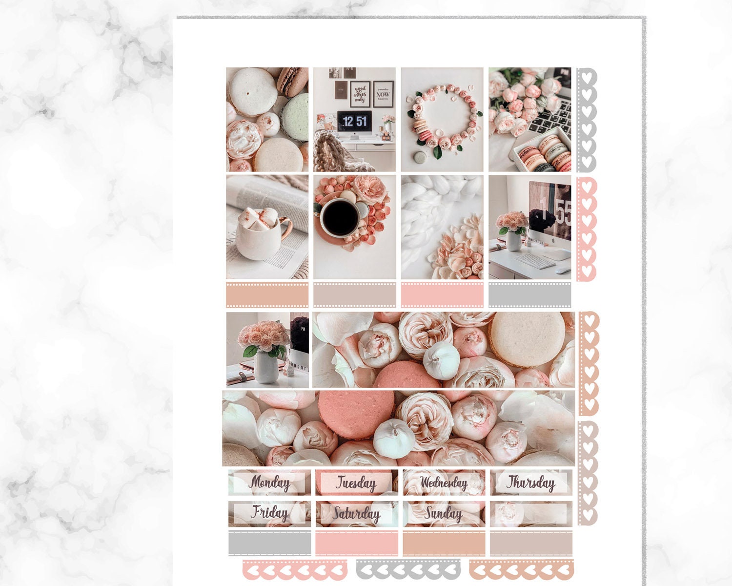 Macaroons and roses stickers for Erin Condren Life planner | Etsy