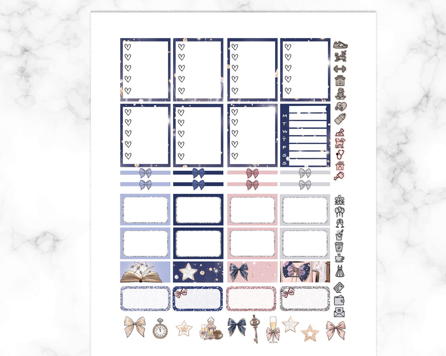 Magic Erin Condren Printable Planner Stickers ECLP Blush Gold - Etsy