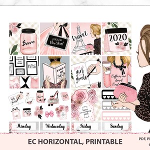 Sticker planificateur de bonne année imprimable, kit d'autocollants horizontaux Erin Condren, autocollants du nouvel an à imprimer, autocollants de carnet de voyage