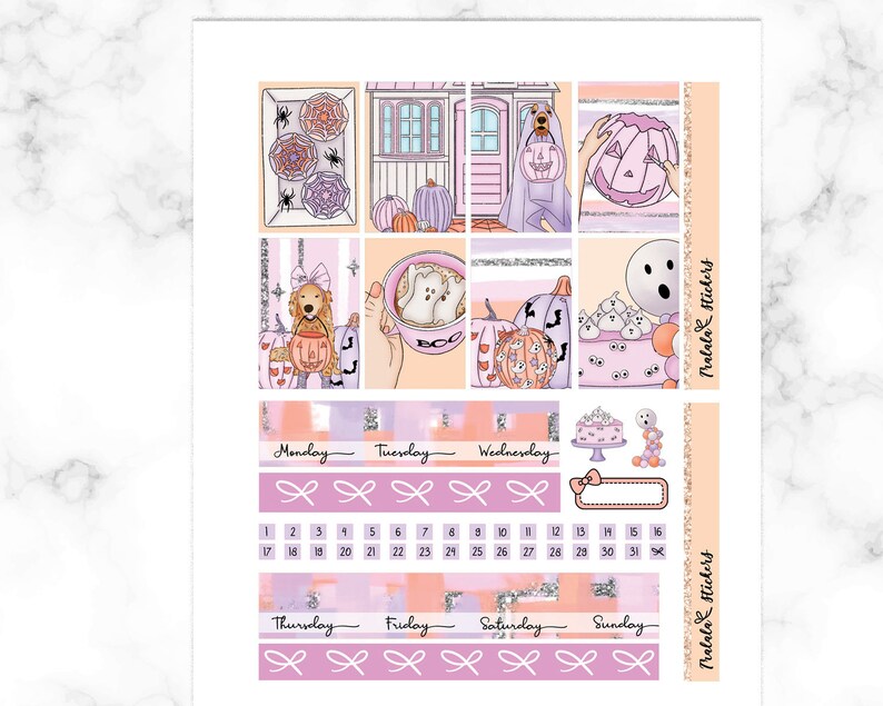 Pastel Halloween Printable Sticker Kit Erin Condren Weekly | Etsy