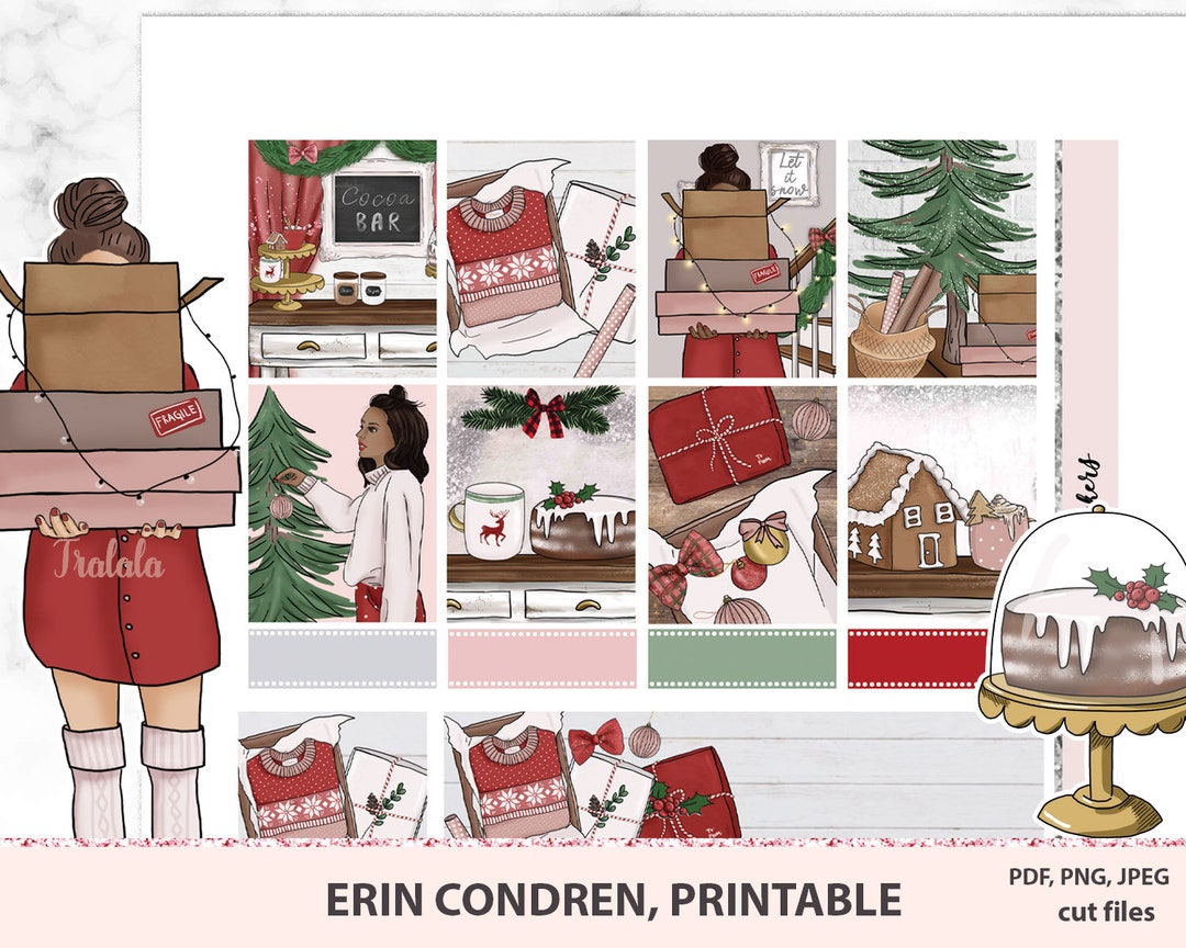 Printable Planner Stickers Christmas Erin Condren Live Planner, Vetical ...