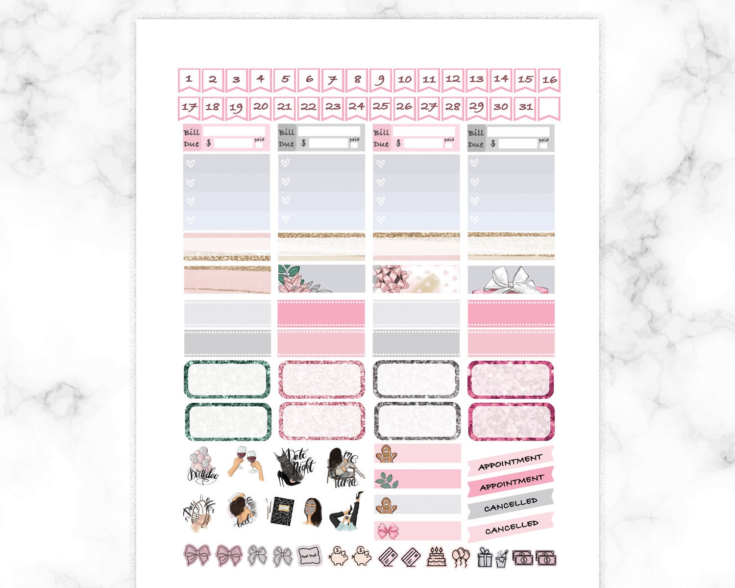 December printable monthly kit for Erin Condren life planner | Etsy