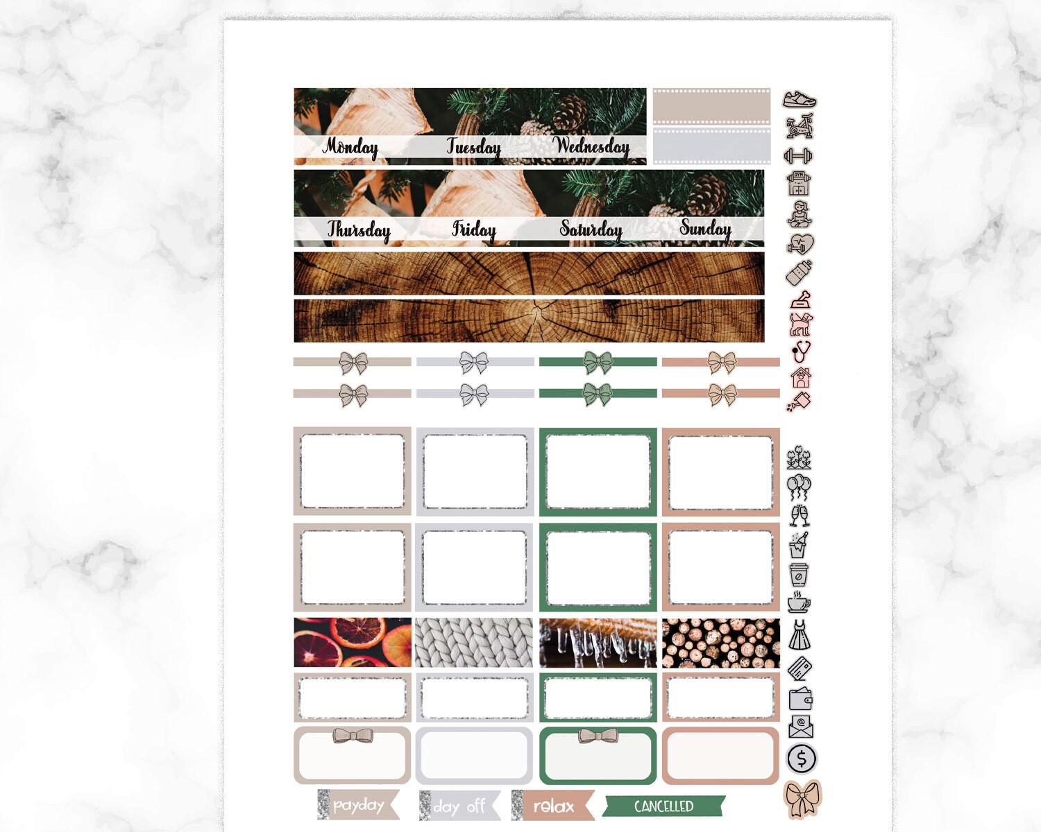 Printable Happy Planner Stickers, Winter Forest Weekly Kit, Nature ...