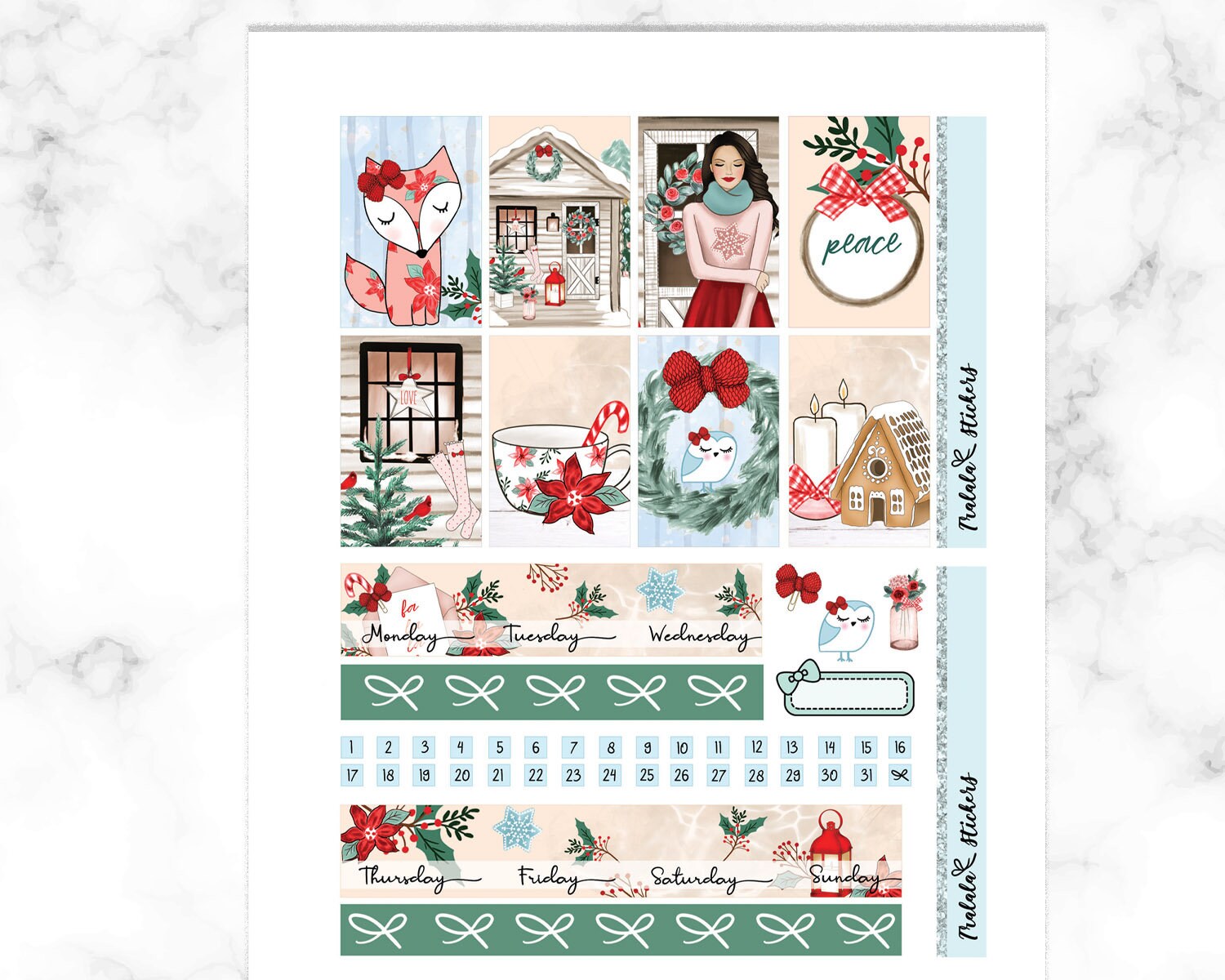 Christmas Happy Planner Printable Weeky Kit, Watercolor Spread MAMBI ...