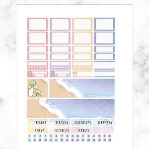 Weekly planner sticker kit, Printable Planner Stickers, Beach picnic, Instant Download, Agenda Deco Kit, Planner printables, Cricut PNG image 4