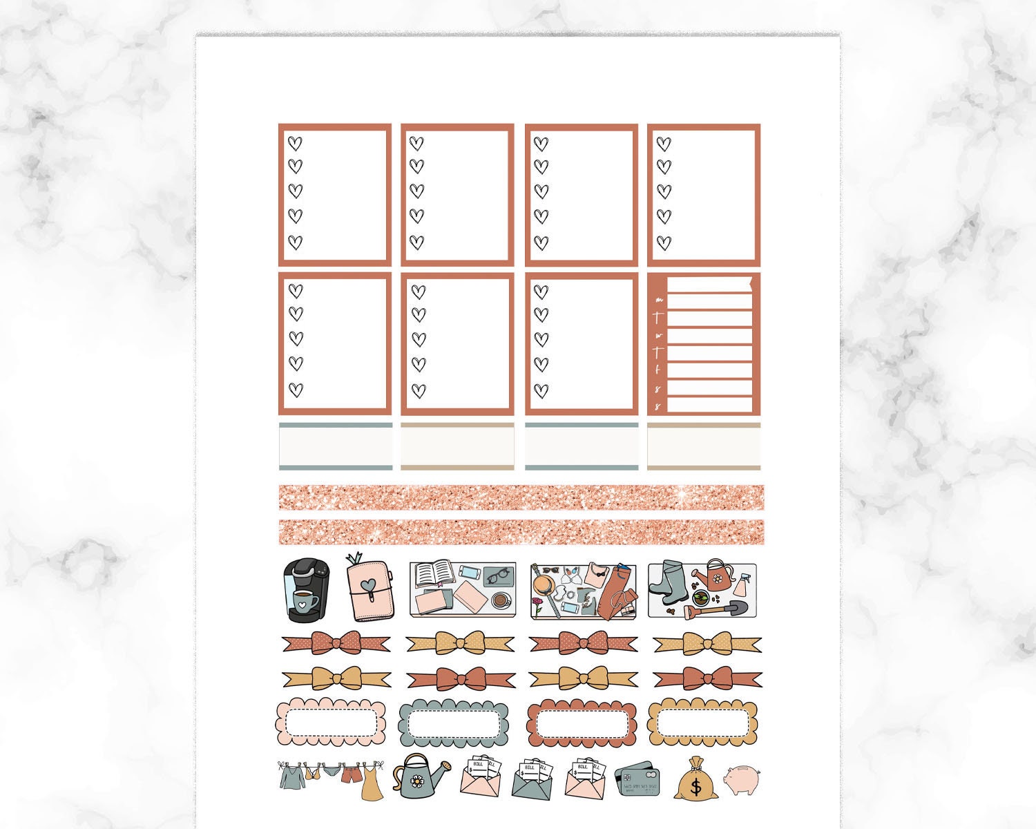 Erin Condren Printable Planner Stickers Muted Rainbows - Etsy