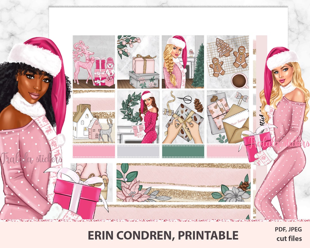Christmas Printable Erin Condren Planner Stickers, ECLP XMAS Weekly Kit ...