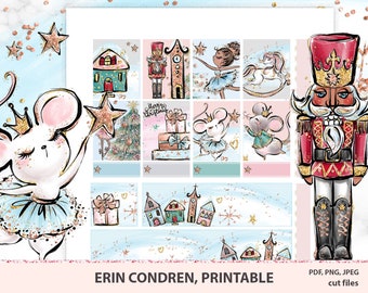 Printable Christmas planner stickers for Erin Condren, Xmas weekly kit, Christmas planner sticker kit, digital stickers, Travelers journal