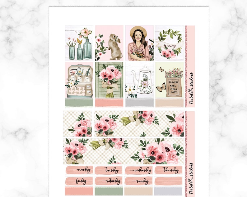 Spring Erin Condren Printable Planner Stickers Vertical - Etsy