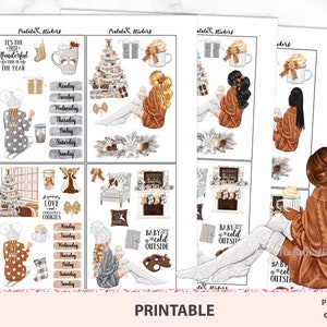 Adesivi planner natalizi, kit deco settimanale stampabile per qualsiasi pianificatore vericale e orizzontale, pacchetto personal planner Filofax Silhouette