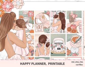 Mother’s Day printable stickers, Happy planner vertical, mother weekly, Mom deco kit, Mommy baby children digital pack, Cricut, SIlhouette
