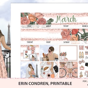 Printable March Monthly Kit Erin Condren, ECLP Monthly View Stickers ...