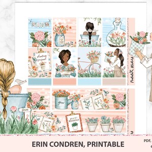 Utskrivbara planeringsdekaler med trädgårdsväxter, Erin Condren veckokit, trädgård, Bullet Journal-set, scrapbooking-dekorationskit, DIY-klistermärken