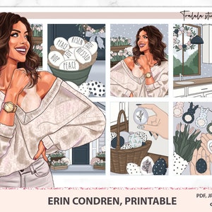 Ostereier Erin Condren Planner Stickers Printable, Planer Sticker, Pastell Wochendrucke, Digital Download Sticker Set PNG